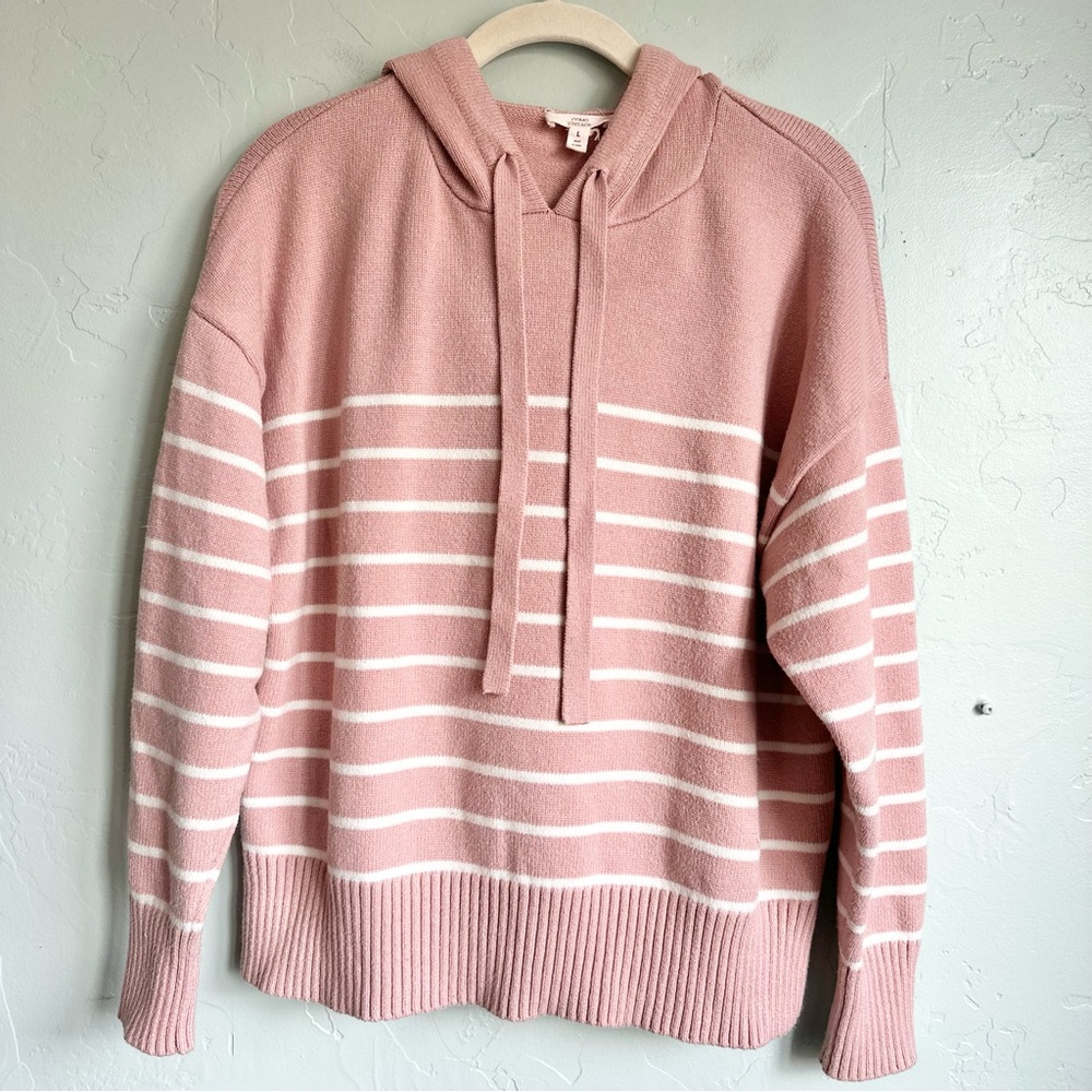 Como Vintage Pink and White Striped Hoodie Sweater